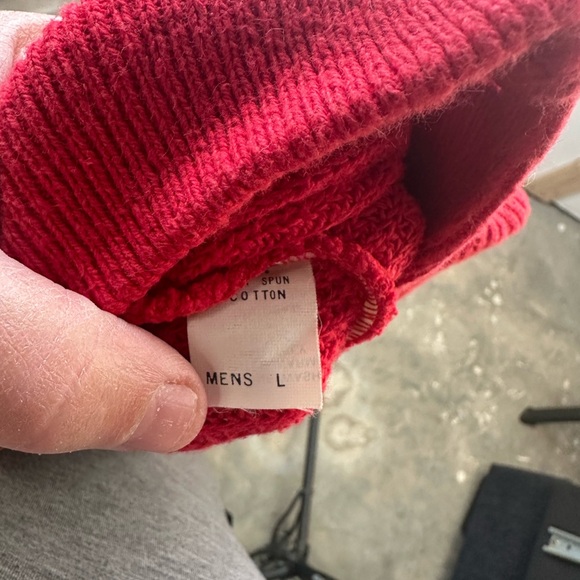 Men's Red Sweater with Button Collar - Picture 2 of 3